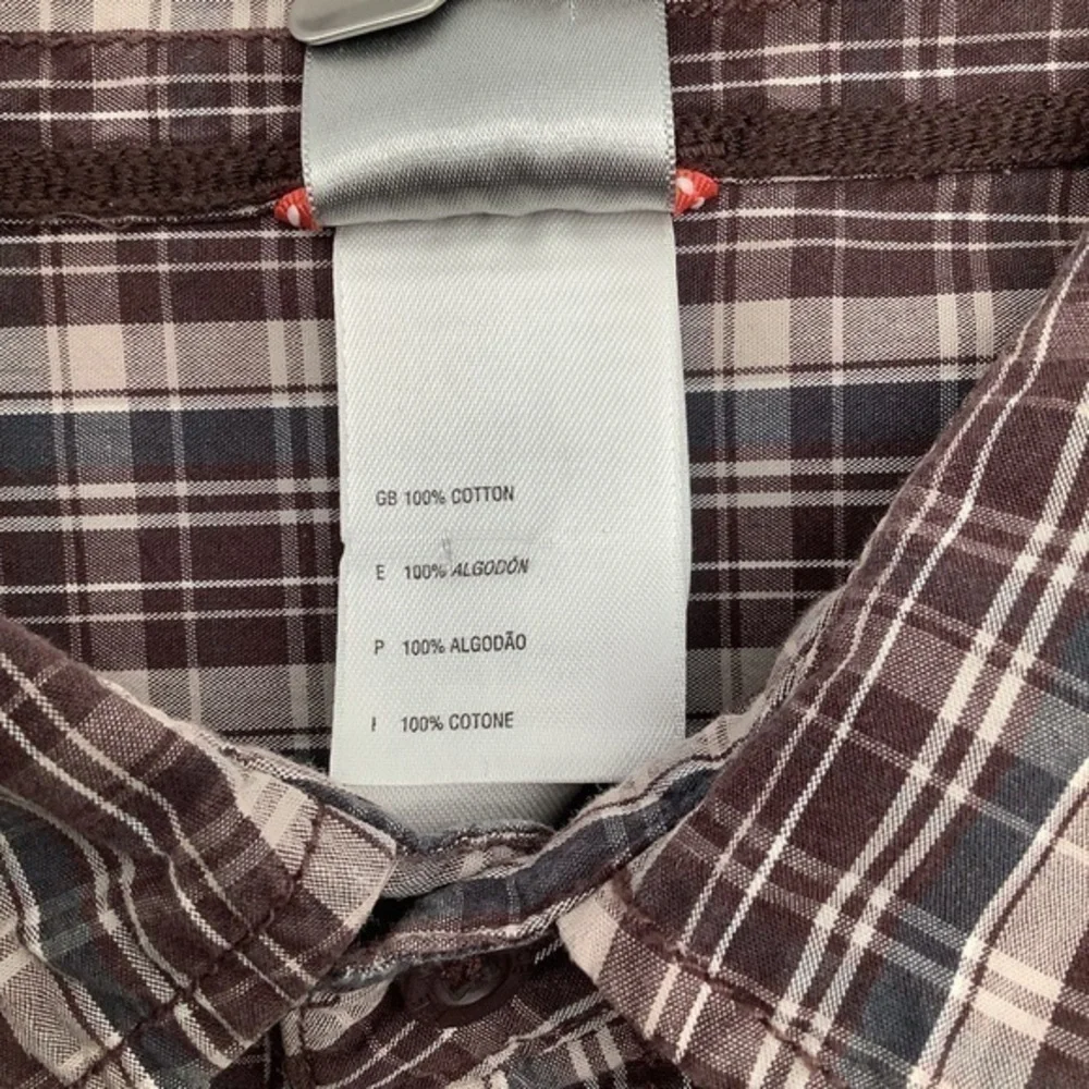 The North Face Mens Long Sleeve Button Up Plaid Shirt Brown Size‎ XL.